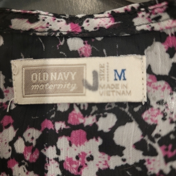 Old Navy Sheer Abstract Floral V Neck Maternity Babydoll Tunic Top Blouse Medium - Picture 10 of 12